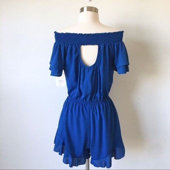 Altar’d State Off the Shoulders Royal Blue Romper NWT - Picture 5 of 8